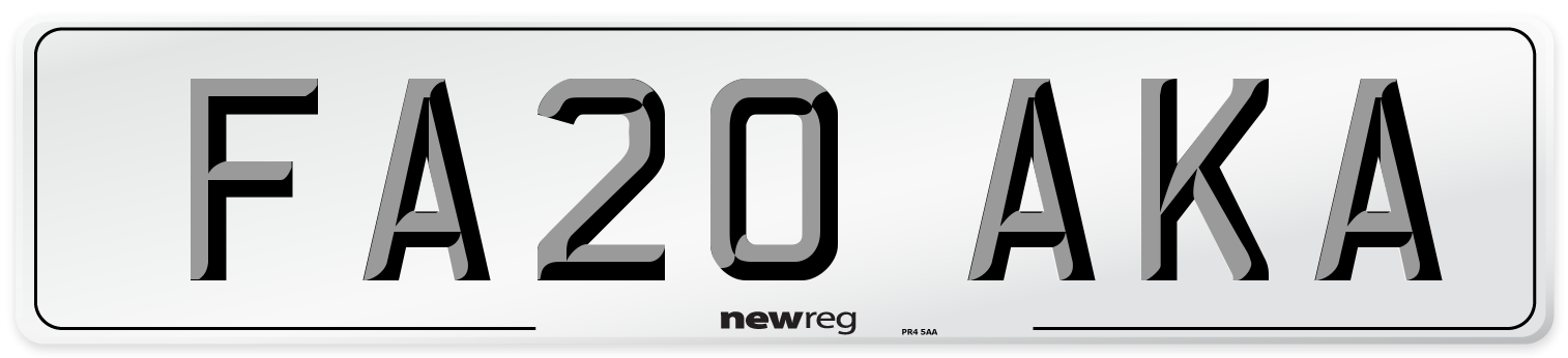 FA20 AKA Number Plate from New Reg
